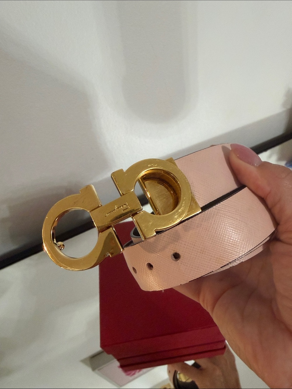 Salvatore Ferragamo belt. Double sided. Black & pink. Gold hardware - Picture 4 of 4